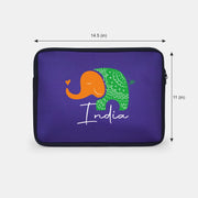 Tiranga Elephant | Patriotic Blue Sleeve Case Cover Laptop Bag For Men & Women | Luv My India 14.5x11 Inch Waterproof Shock Absorber Laptop/MacBook, Office/College Laptop Bag | 3 Layer Padded Polyester Sponge Laptop Bag