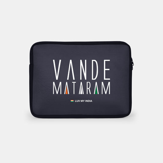 Vande Mataram | Patriotic Black Sleeve Case Cover Laptop Bag For Men & Women | Luv My India Defence Collection | 14.5x11 Inch Waterproof Shock Absorber Laptop/MacBook, Office/College Laptop Bag | 3 Layer Padded Polyester Sponge Laptop Bag