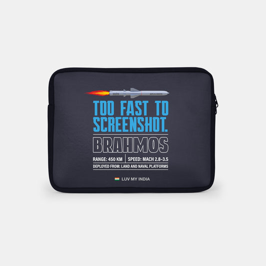 BrahMos | Patriotic Black Sleeve Case Cover Laptop Bag For Men & Women | Luv My India Defence Collection | 14.5x11 Inch Waterproof Shock Absorber Laptop/MacBook, Office/College Laptop Bag | 3 Layer Padded Polyester Sponge Laptop Bag