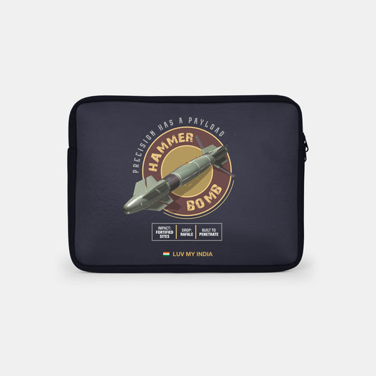 Hammer Bomb | Patriotic Black Sleeve Case Cover Laptop Bag For Men & Women | Luv My India Defence Collection | 14.5x11 Inch Waterproof Shock Absorber Laptop/MacBook, Office/College Laptop Bag | 3 Layer Padded Polyester Sponge Laptop Bag