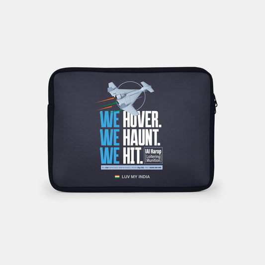IAI Harop | Patriotic Black Sleeve Case Cover Laptop Bag For Men & Women | Luv My India Defence Collection | 14.5x11 Inch Waterproof Shock Absorber Laptop/MacBook, Office/College Laptop Bag | 3 Layer Padded Polyester Sponge Laptop Bag