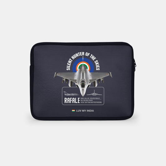 Rafale | Patriotic Black Sleeve Case Cover Laptop Bag For Men & Women | Luv My India Defence Collection | 14.5x11 Inch Waterproof Shock Absorber Laptop/MacBook, Office/College Laptop Bag | 3 Layer Padded Polyester Sponge Laptop Bag