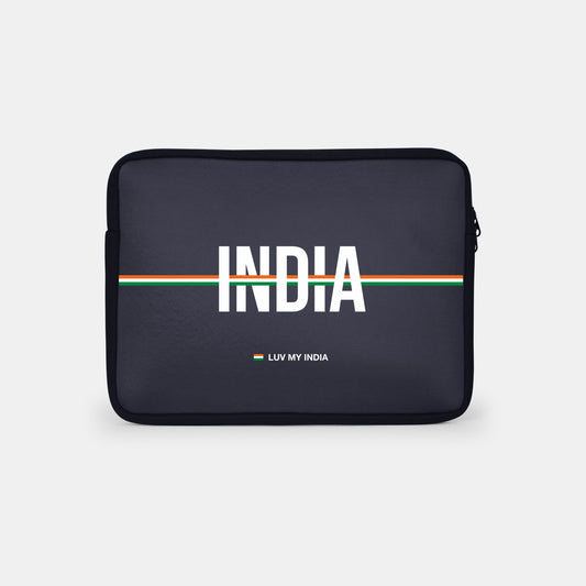 India | Patriotic Black Sleeve Case Cover Laptop Bag For Men & Women | Luv My India 14.5x11 Inch Waterproof Shock Absorber Laptop/MacBook, Office/College Laptop Bag | 3 Layer Padded Polyester Sponge Laptop Bag