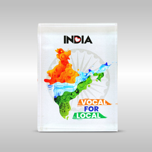Vocal For Local Paperweight | Luv My India Acrylic 2.5x3.5 Inch Patriotic Paperweight