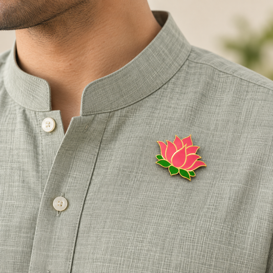 Lotus Bloom Premium Enamelled Badge/Lapel Pin | Pin-free Magnetic Fastener