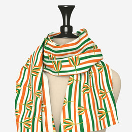 Lotus Motifs Scarf | Luv My India Bemberg Silk Scarf | Digital Print 150x45 CM Patriotic Scarf