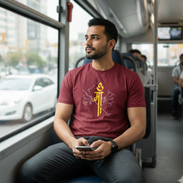 Maa Design | Round Neck Unisex T-Shirt | Pure Cotton Luv My India Fashion | Navratri Spiritual T-Shirt