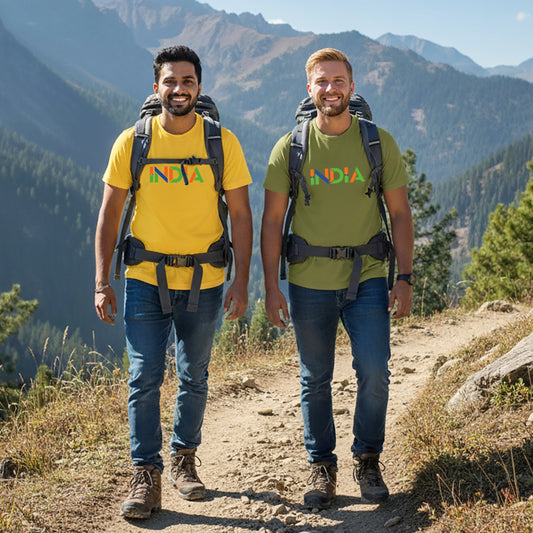 India In Tricolour | Round Neck Unisex T-Shirt | Pure Cotton Luv My India Fashion | Patriotic T-Shirt