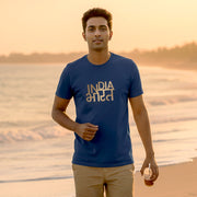 India Bharat | Gold Foil Round Neck Unisex T-Shirt | Pure Cotton Luv My India Fashion | Patriotic T-Shirt