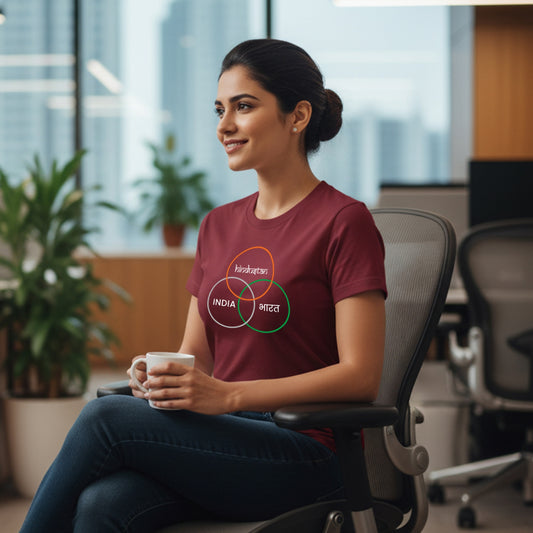 Hindustan, India, Bharat | Round Neck Unisex T-Shirt | Pure Cotton Luv My India Fashion | Patriotic T-Shirt