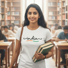 India | Round Neck Unisex T-Shirt | Pure Cotton Luv My India Fashion | Patriotic T-Shirt