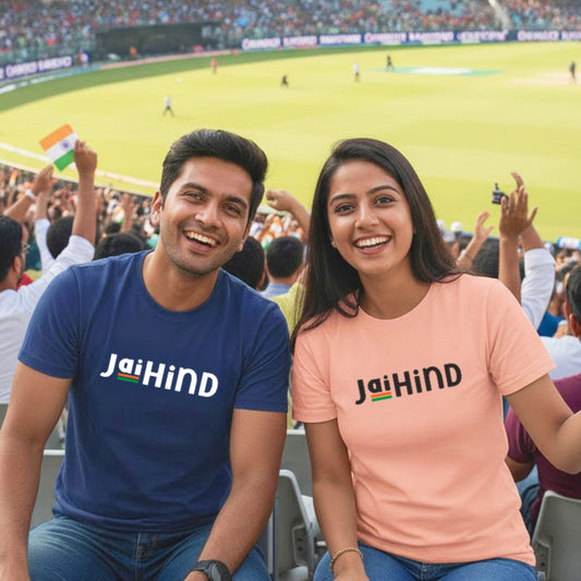 Jai Hind Tiranga Stripe | Round Neck Unisex T-Shirt | Pure Cotton Luv My India Fashion | Patriotic T-Shirt