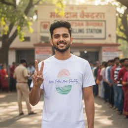 Mera India Meri Identity | Round Neck Unisex T-Shirt | Pure Cotton Luv My India Fashion | Tiranga / Tricolour Patriotic T-Shirt