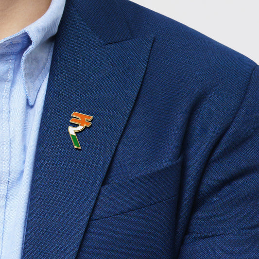 The Rupee Symbol Badge | Luv My India Premium Enamelled Badge | Brass Material Badge With Butterfly Fastener | 1.7x2.7 CM Badge For Men And Women