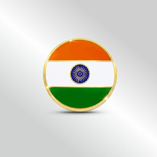 Tricolour Magnetic Badge | Luv My India Premium Enamelled Round Badge | Brass Material Badge With Pin-Free Magnetic Fastener | 2.5x2.5 CM Badge For Men And Women