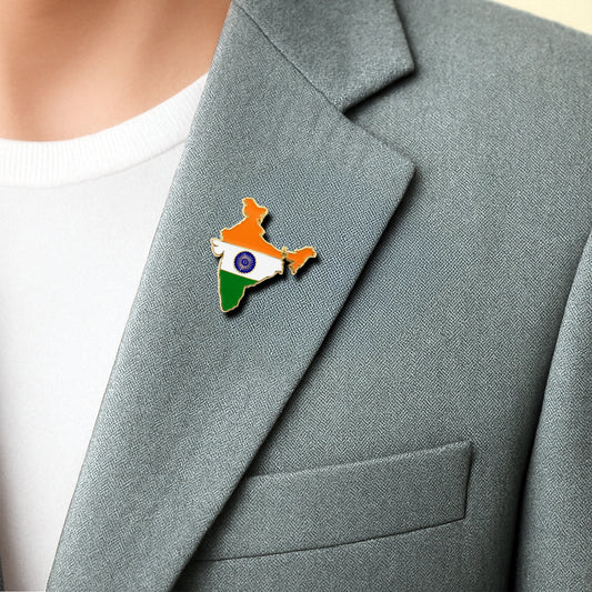India Map Badge | Luv My India Premium Enamelled Badge | Brass Material Badge With Pin-Free Magnetic Fastener | 3x3.4 CM Badge For Men And Women