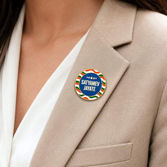 Satyamev Jayate Enamelled Badge | Pin-free Magnetic Fastener