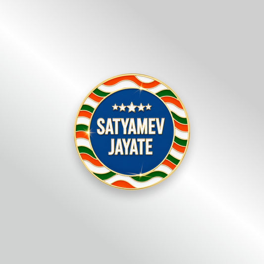 Satyamev Jayate Enamelled Badge | Pin-free Magnetic Fastener