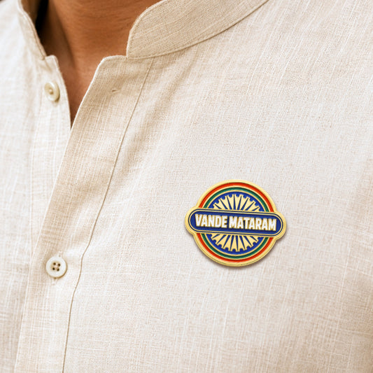 Vande Mataram Enamelled Badge | Pin-free Magnetic Fastener