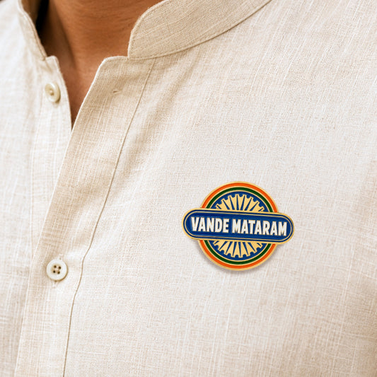 Vande Mataram Enamelled Badge | Pin-free Magnetic Fastener