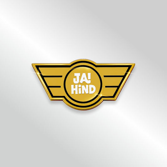 Jai Hind Gold-Finish Badge | Pin-free Magnetic Fastener