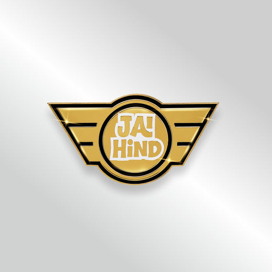 Jai Hind Gold-Finish Badge | Pin-free Magnetic Fastener