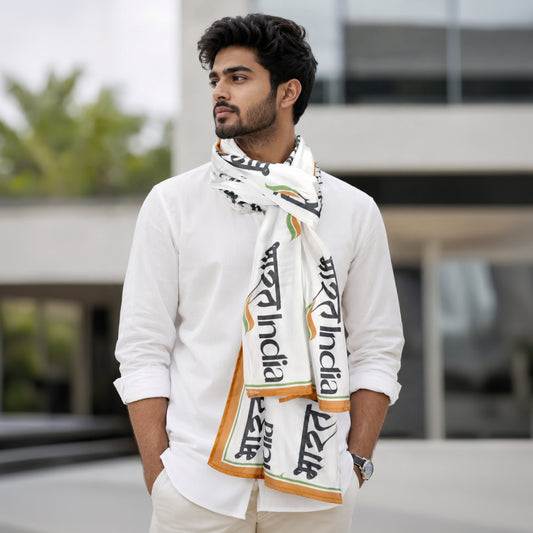 Bharat India Satin Stole | Unisex | White