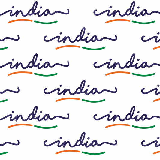 India Script Modal Silk Stole | Unisex | White & Blue
