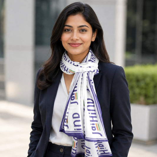 Jai Hind Satin Stole | Unisex | White & Purple