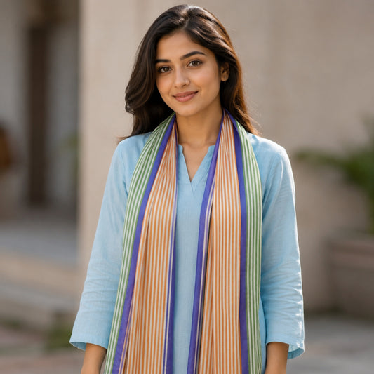 Tricolour Stripe Satin Stole | Unisex