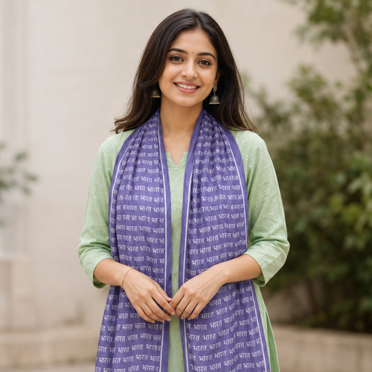 Bharat Satin Stole | Unisex  | Blue