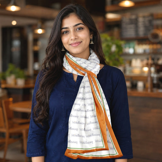Hindustan Satin Stole | Unisex  | White & Tricolour