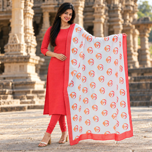 Om Shakti Mulmul Cotton Dupatta