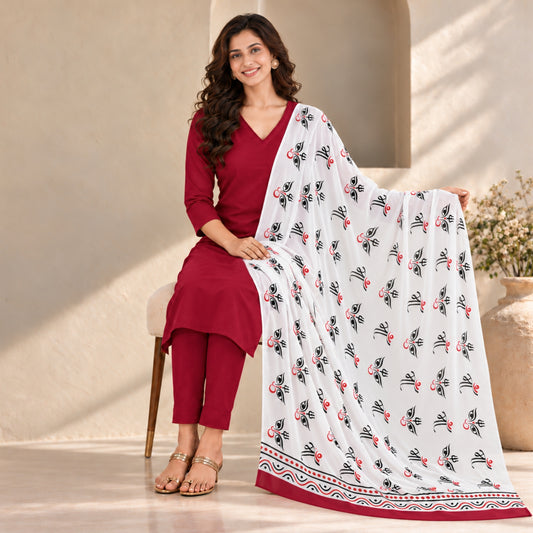 Devi Maa Divine Gaze Mulmul Cotton Dupatta