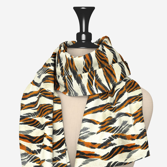 Tiger Stripes Scarf | Luv My India Bemberg Vegan Silk Scarf | Digital Print 150x45 CM Patriotic Scarf