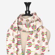 Pink Lotus Motifs Scarf | Luv My India Bemberg Silk Scarf | Digital Print 150x45 CM Patriotic Scarf