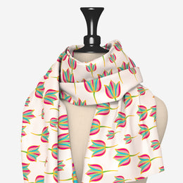 Pink Lotus Motifs Scarf | Luv My India Bemberg Silk Scarf | Digital Print 150x45 CM Patriotic Scarf