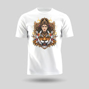 Maa Durga With Lion | Round Neck Unisex T-Shirt | Pure Cotton Luv My India Fashion | Navratri Spiritual T-Shirt