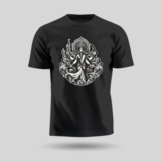 Shakti Roop Of Maa Durga | Round Neck Unisex T-Shirt | Pure Cotton Luv My India Fashion | Navratri Spiritual T-Shirt