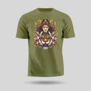 Maa Durga With Lion | Round Neck Unisex T-Shirt | Pure Cotton Luv My India Fashion | Navratri Spiritual T-Shirt
