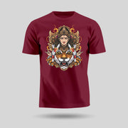Maa Durga With Lion | Round Neck Unisex T-Shirt | Pure Cotton Luv My India Fashion | Navratri Spiritual T-Shirt