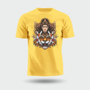 Maa Durga With Lion | Round Neck Unisex T-Shirt | Pure Cotton Luv My India Fashion | Navratri Spiritual T-Shirt