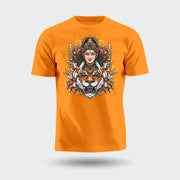 Maa Durga With Lion | Round Neck Unisex T-Shirt | Pure Cotton Luv My India Fashion | Navratri Spiritual T-Shirt