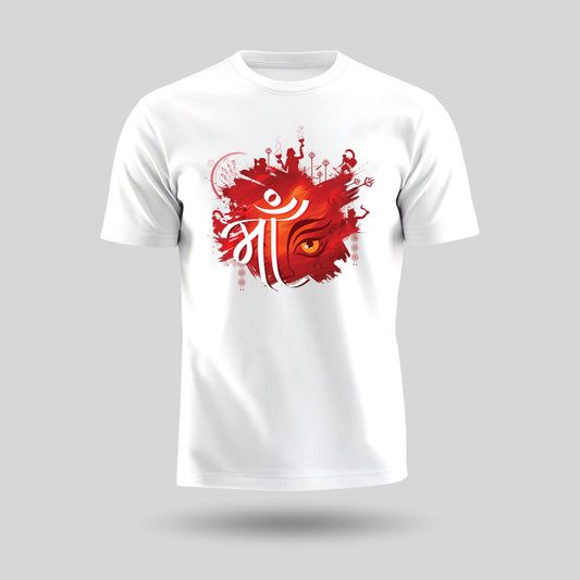 Divine Gaze Of Maa Durga | Round Neck Unisex T-Shirt | Pure Cotton Luv My India Fashion | Navratri Spiritual T-Shirt
