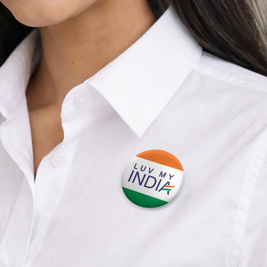 Luv My India Tricolour Round Badge | Gloss Finish