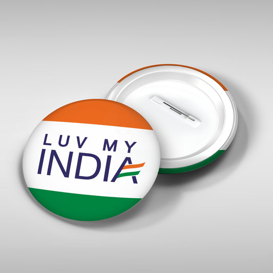 Luv My India Tricolour Round Badge | Gloss Finish