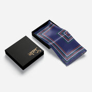 Tricolour Square-On-Square | Luv My India Blue Patriotic Premium Bemberg Silk Pocket Square | Tiranga Inspired Digital Print 33x33 CM Pocket Square