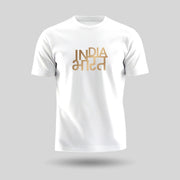 India Bharat | Gold Foil Round Neck Unisex T-Shirt | Pure Cotton Luv My India Fashion | Patriotic T-Shirt