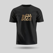 India Bharat | Gold Foil Round Neck Unisex T-Shirt | Pure Cotton Luv My India Fashion | Patriotic T-Shirt