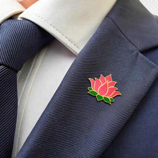 Lotus Bloom Premium Enamelled Badge | Pin-free Magnetic Fastener
